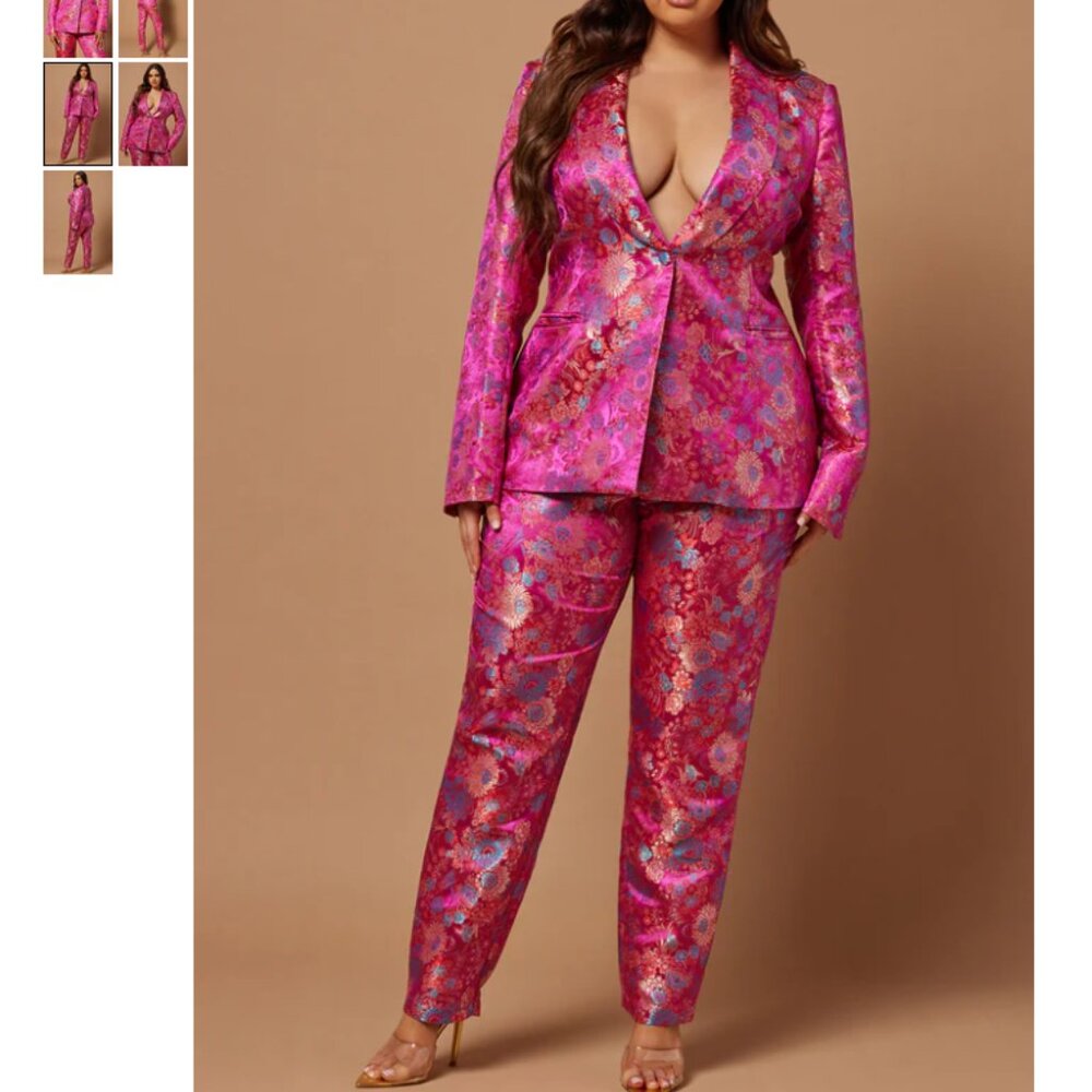 PINK EMBROIDERED PANTS SUIT